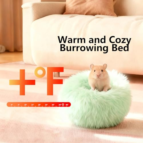 2-Pack Guinea Pig Carrier and Burrowing Bed, Portable Small Animal Cage with Clear Window, Plush and Fluffy Hideaway Pet Bed for Piggies, Hamster - color: Green