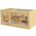 PawHut Wooden Hamster Cage, Extra Large Gerbil Cage, Multi-Layer Small Animal Cage for Dwarf Hamster, Activity Center with Pull-Out Tray, Seesaws, Water Bottle, Ladder, Openable Top | Gerbil Habitat, Multi-Layer Small Animal Cage, Activity Center, Seesaws