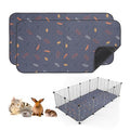 Sunheir 2 Pack Washable Guinea Pig Pee Pads, 24" x 48" Waterproof Reusable Guinea Pig Cage Liners, Absorbent Bedding Training Mat for Small Animal Guinea Pigs Rabbit Bunny Hamster (Leaves - Deep Grey) | Waterproof Super Absorbent Small Animal Mat for Guin