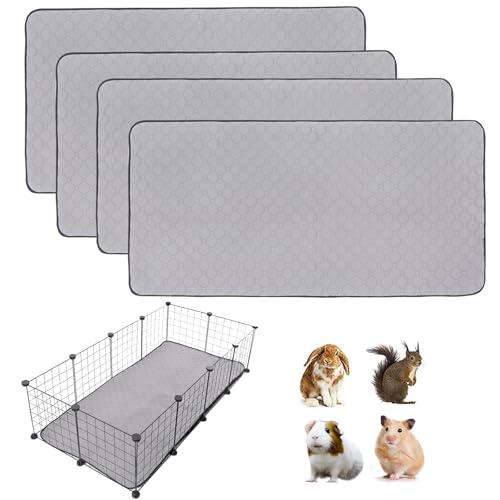 4Pack Guinea Pig Cage Liners, 24''X48'' Washable Guinea Pig Pee Pads, Non Slip Reusable Super Absorbent Guinea Pig Training Mat Bedding Fleece for Small Animals Hamster Rabbit Chinchilla Rat - size: C&C 2x4(24" x 48") 4Pack