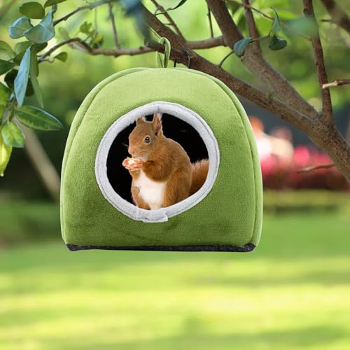 Squirrel Hideout Nest, Washable Hedgehog Bed & Hideaway House, Cozy Warm Fleece Hut for Hamster Ferret Rabbits and Other Small Animals Cage Supplies Warm House