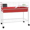 PawHut Two-Story Small Animal Cage Removable from Stand, Guinea Pig Cage with Shelf & Wheels, Pet Habitat for Hedgehog, Chinchilla, Ferret, 39" x 20.5" x 36.5", Red | Removable from Stand, Guinea Pig Cage, Pet Habitat for Hedgehog, Chinchilla, Ferret - co