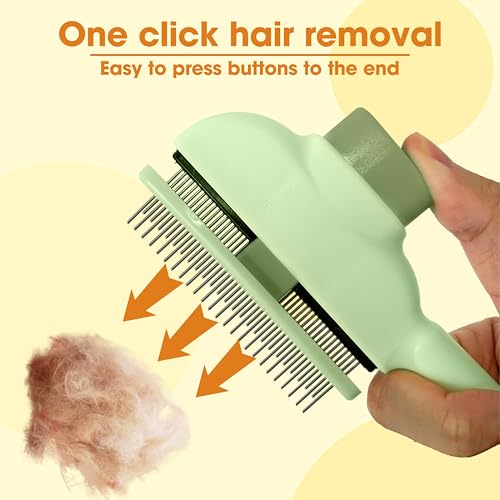 Cat Hair Brush & Dog Brush, Deshedding Brush for Long or Short Haired Pets, Removes Loose Fur, Durable Stainless Steel & ABS Design (green 2pcs) - color: green 2pcs