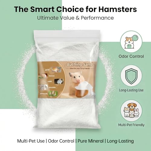Sukh 31OZ Hamster Sand Bath - White Fine Silica Sand, Hamster Soft Cleaning | Sand Bath for Hamster, Guinea Pig, Rabbit, Chinchilla, Gerbil, Syrian Mice, Squirrel, Small Pet Cage Bedding Accessories - size: 31 OZ