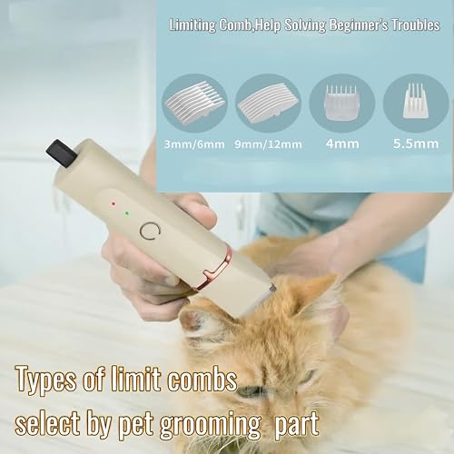 Low Noise 4-in-1 Dog Grooming Clippers Kit,Cordless Dog Nail Clipper,Dog Paw Trimmer,Cat Ear Trimmer,Pet Cat Dog Hair Trimmer for Small Large Dogs Cats and Rabbits Grooming at Home(Beige)