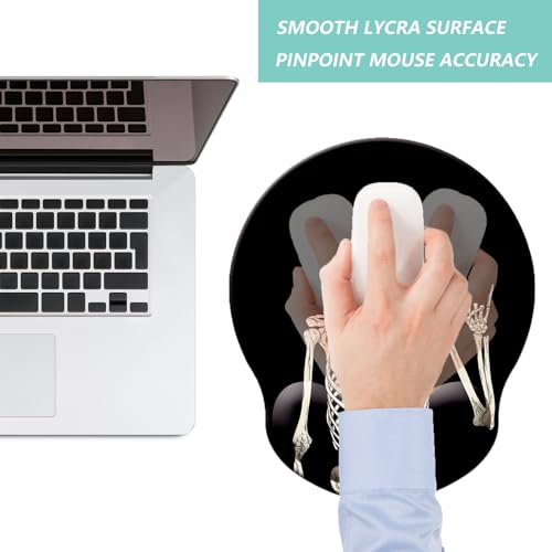 Mouse Pad with Wrist Support, Ergonomic Mouse Pad with Memory Foam Wrist Rest Cushion, Non-Slip Rubber Base Gaming Mice Pad for Home Office Computer Laptop, Human Skeleton - color: L-human skeleton