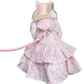 Rabbit Leash and Harness Set Adjustable Bunny Rabbit Dress Rabbits Clothes Outfit for Small Pet Ferret Guinea Pig Kitten Puppy (Pink,S) - color: Pink, size: S