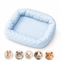 Small Animal Cooling Bed, Ice Silk Summer Pet Bed with Raised Pillow Edges, Non Slip Sleeping Mat for Guinea Pigs, Hamsters, Rabbits and Other Small Pets - color: Blue