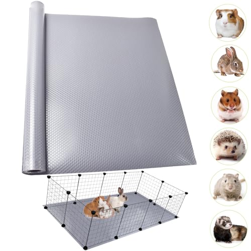 Guinea Pig Bedding Cage Liner 24"×118" 1pcs Waterproof Rabbit Bedding, Waterproof and Reusable Pads for Guinea Pigs, Rabbits, Hamsters, Gerbils, and Chinchillas, Grey Mat - color: 1 PCS Grey 24"×118"
