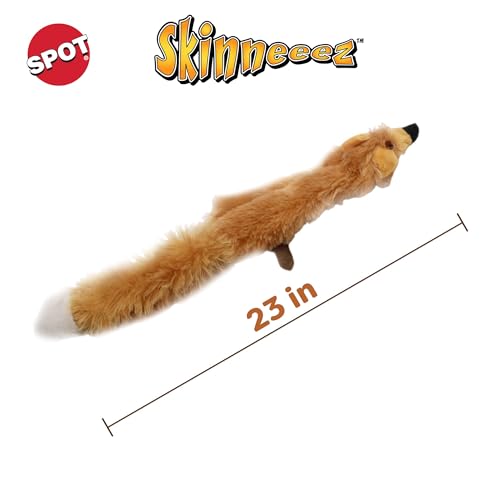 SPOT Skinneeez Fox 23-Inch Stuffing-Free Plush Dog Toy – Realistic Design with 2 Squeakers – Durable, Soft Polyester for Medium & Large Dogs – Tug, Fetch & Shake Play – for Moderate Chewers - style: Fox