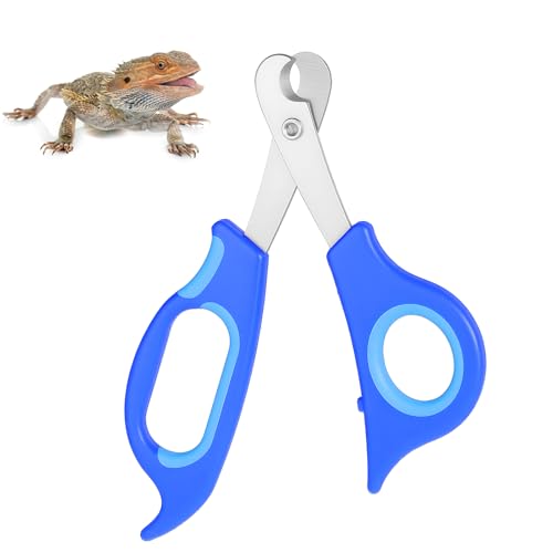 Stainless Steel Bearded Dragon Claw Trimmer, Reptile Clippers for Small Reptiles, Turtle, Chameleon, Hedgehog(Blue)