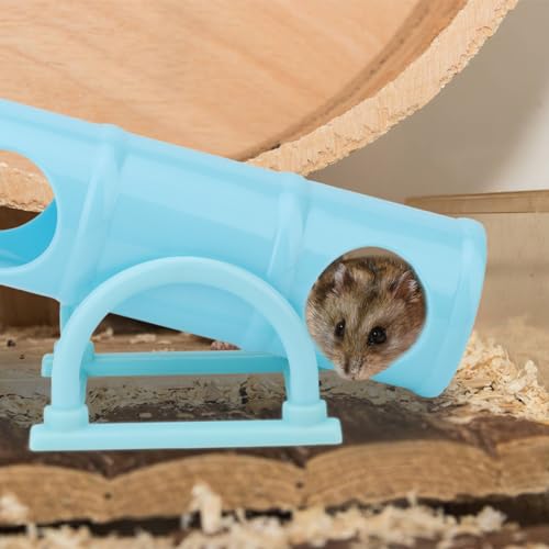 Hypeety Hamster Plastic Seesaw Tunnel Toy Mouse Hollow Tunnel Tube Toy | 2-in-1 tunnel and seesaw, funny exercise gym playground for dwarf hamsters/gerbils/mice/small pets, promotes exercise, blue - color: Blue
