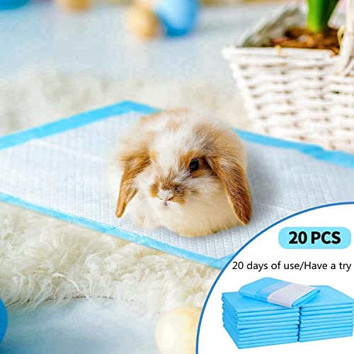 Rabbit Pee Pads Disposable Cage Liners Absorbent Leak-Proof Diaper Mat Small Animal Toilet Potty Training for Squirrel Guinea Pig Ferret Hedgehog Hamster Chinchilla Puppy (20PC, Blue) - size: 13''x18''- 20 Counts