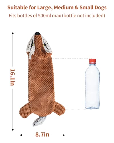 Dog Toys, Squeaky Plush No Stuffing Crinkle Dog Toy for Small Medium Large Dogs, [5 Pack] Interactive Puppy Teething Water Bottle Dog Chew Toy - style: Squirrel, Mouse, Fox, Elephant, Lion
