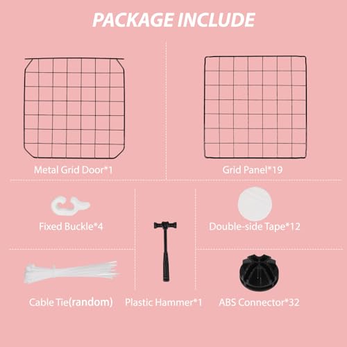 Guinea Pig Cages with Door and Top, 49.2x24.6x12.2inch Small Animal Cage, 20pcs Metal Grid Panels Small Animal Playpen, Expandable Cage for Guinea Pigs, Rabbits, Hamsters and Hedgehogs, Kitten - color: 20pcs