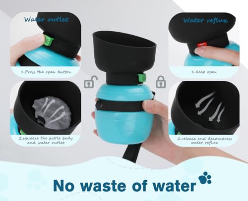 Pecute Portable Dog Water Bottle, 2 in 1 Cat Dog Travel Water Bottle Bowl Leakproof with Double Seal, BPA Free, Lightweight, Pet Small Animal Water Bottel Dispenser for Outdoor Walking Hiking Travels | Leakproof, BPA Free, Lightweight, Puppy Walking Water