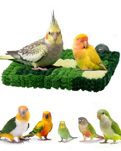 Warm Coral Fleece Bird Perch, Soft & Gentle for Sensitive Feet | Hanging Flat Resting Platform with Sturdy Frame, Secure Foot Grip, Spacious Perch for 1-2 Birds, Budgies & Cockatiels - size: 1Pcs