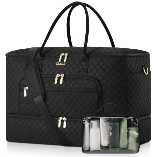 Travel Duffle Bag, Wide Open Large Weekender Bag for Women with Shoe Compartment, Carry on Overnight Bags with Toiletry Bag, Hospital Bag for Women Labor Delivery - color: Black, size: 38L