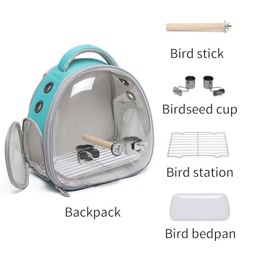Portable Travel pet Backpack Carrier Hamster Bag Guinea Pig Bird Small Dog cat Turtle Carrier Rabbit Cage Squirrel Bearded Dragon Breathable Hangbag (Green+Accessories) - color: green+accessories