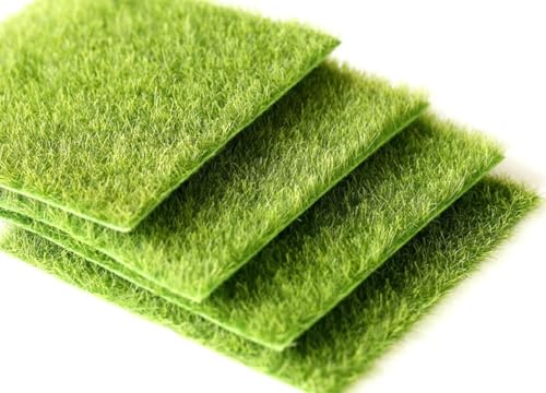 KISEER 6 Pack Fairy Garden Grass 12 x 12 Inches Miniature Artificial Craft Grass for Dollhouse Ornament DIY Decoration - size: 6 Pack 12 x 12