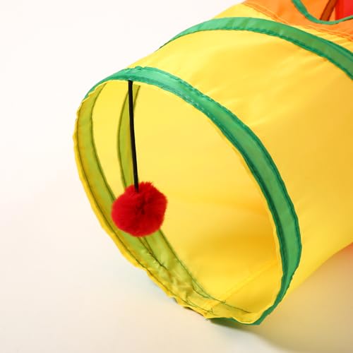 Pet Cat Tunnel, Long Straight Tunnels for Indoor Cats, Collapsible Pet Tunnel for Kitten, Puppy, Rabbit, 25cm-Wide Tunnels, Durable & Breathable, with Peek Hole Toy Ball - color: Long Straight Tunnel & Rainbow