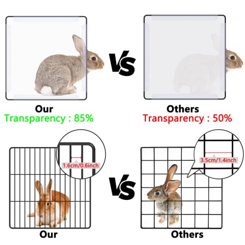 DINMO 36 Panels Small Animal Playpen with Oxford Mat & Game Holes, 60.2 x 24.8 x 24.8 inches, Kitten Enclosure, Rabbit Cage, Bunny Play Pen, Iron Mesh & Plastic Combination, Visualization, DIY - style: Plastic and Metal Mesh Design