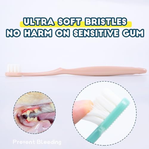 Dog Toothbrush Kit 2 Pack, Ultra Soft Pet Tooth Brush for Medium to Large Dogs & Cats, Easy Dental Cleaning - style: Medium to large dog(2pcs, pink)