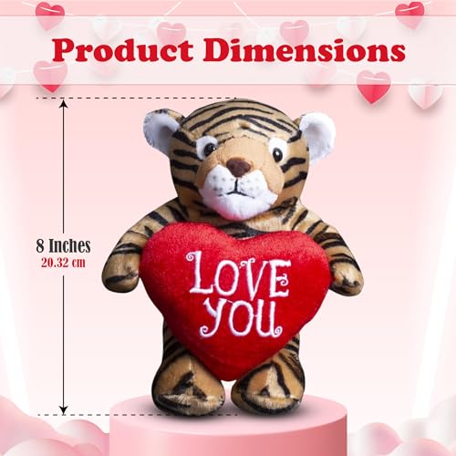 TigerStuffed Animal 8 Inches Surprise Valentines Day Stuffed Animals Hideaway Spring Inspired Gift for Girls and Boys Birthday, Valentine’s Day, Easter Day (Tigerstuffed Animal) - style: Valentine Tiger Stuffed Animal