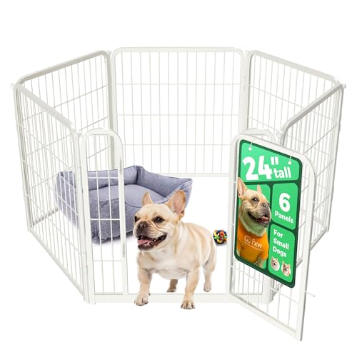 FXW Homeplus Indoor Dog Playpen, 24" H, 6 Panels, for Puppies & Small Dogs | Stress-free play, Heavy-duty, Semi-open design, Easy setup, Threshold-free gate, Expandable, Patented - color: White, size: 24"H
