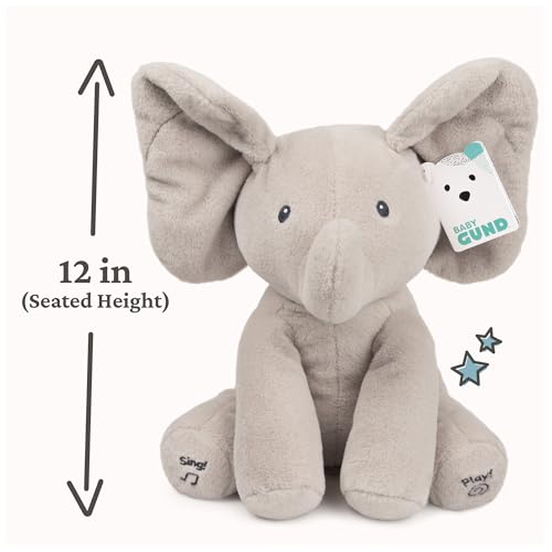 GUND Baby Animated Flappy the Elephant Plush, Singing Stuffed Animal Baby Toy for Ages 0 and Up, Gray, 12" - style: Modern