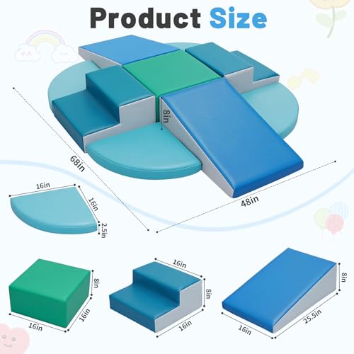 9-Piece Climbing Toys for Toddlers: Soft PU Leather Foam Blocks - Baby Climb and Crawl Activity Blocks - Kids Play Gym Equipment Indoor for Development(Modern) - style: Modern
