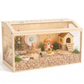 Hamster Cage Large, 32-Inch Wooden Enclosure, Open Top Acrylic View | 270° Panoramic Acrylic View, Open Top, Easy To Clean, Three-Sided Ventilation,Perfect Rat Cage, Gerbil Cage, Mouse Cage