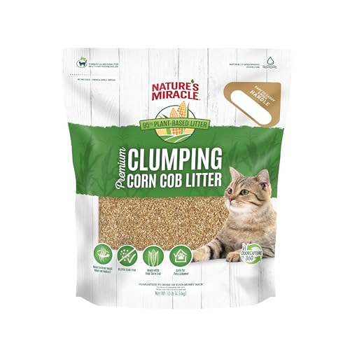 Nature’s Miracle Premium Clumping Corn Cob Litter, 10 Pounds, Made with Real Corn Cob for Fast-Clumping Litter for Multi-Cat Households (Pack of 2) - size: 10 lb (Pack of 2)