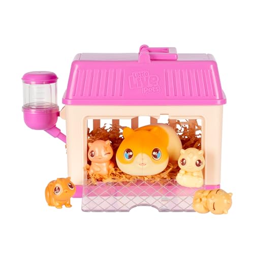 Little Live Pets Hamster Mini Interactive Toy Set, Hutch Animal Playset with 3 Surprise Babies, 20+ Sounds, Hamster Must-Haves for Ages 3+ | 20+ sounds, deluxe hutch reveals 3 babies, accessories; interactive pet toy for kids ages 4+ - style: Hamster
