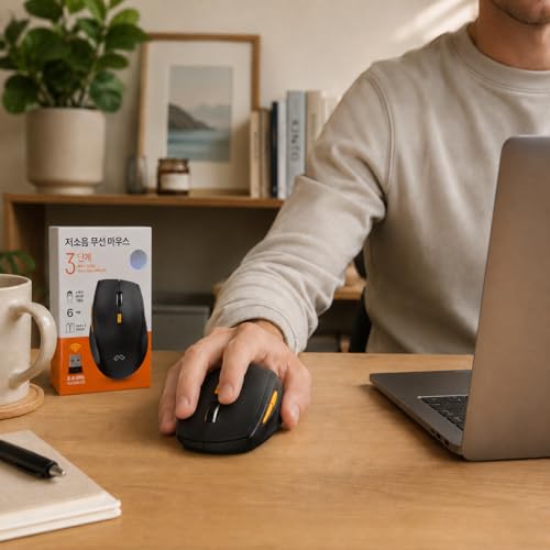 Low Noise Wireless Mouse, 2.4GHz Ergonomic Computer Mouse with USB Receiver, 3 DPI Levels, 6 Buttons, Silent Click Mouse for Laptop, PC, Windows and Mac