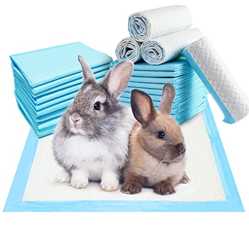Tfwadmx 100 Pcs Rabbit Pee Pads Disposable Cage Liners Leak-Proof Super Absorbent Potty Training Pad for Puppy Guinea Pigs Hedgehog Hamsters Chinchillas Cats and Other Small Animals - size: 100 Pcs-17.72" x 12.99" (Blue)
