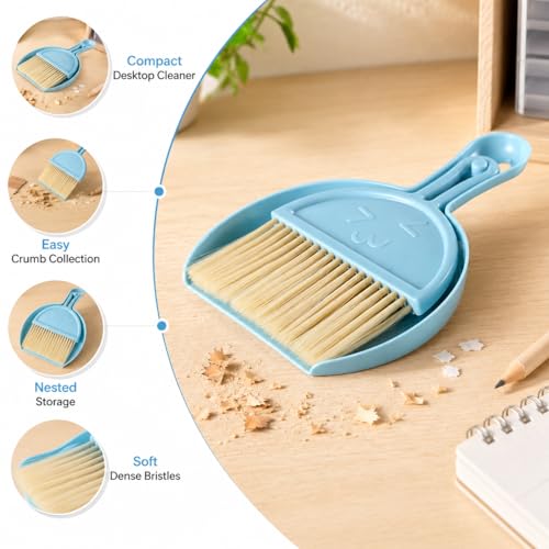 Mini Desktop Debris Broom Tools Set, Pet Cage Cleaning Brush with Dustpan, Desk Trash Cleaner for Dust Wood Shavings and Guinea Chinchilla Hamster Ferret Hedgehog Rabbit Waste, Blue - color: Blue