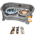 Neater Feeder Express Mess Proof Dog Bowls Elevated for Small Breed – Made in USA – No Spill Raised Slow Feeder Elevated Dog Bowl Stand, Stainless Steel Food and Water Bowl Set, Grey - color: Gunmetal Grey, size: Small w/ Metal Slow Feed Bowl