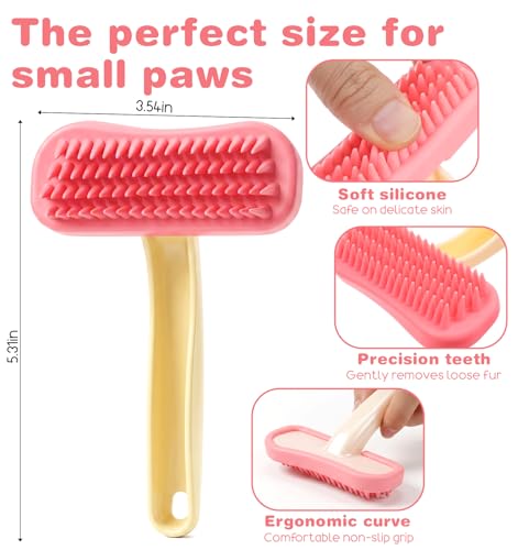 Bunny Brush for Grooming, Rabbit Brush Soft Silicone Small Animal Brushes, Removes Loose Fur for Rabbits, Chinchillas, Kittens & Puppies During Shedding Season or Bath Time