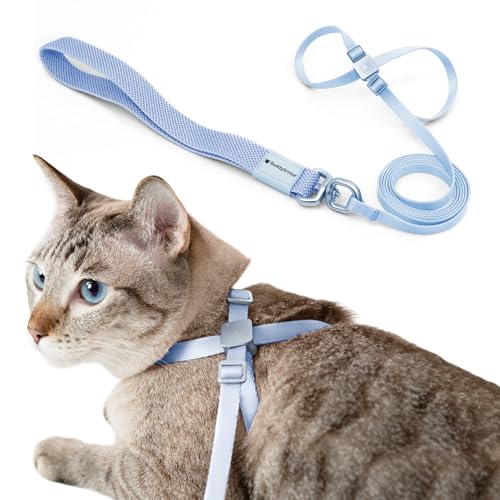 Cat Harness and Leash 2-in-1, Escape Proof Anti-Choking Harness Adjustable Lightweight Leash One-Piece Non-Detachable for Kitten Cats Outoor Walking Training, US IDA Bronze Award (Sky Blue) - color: Sierra Blue