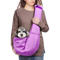 Dog Cat Sling Carrier Adjustable Padded Shoulder Strap with Large Zipper Pocket & Mesh Pocket for Outdoor Travel - color: Purple
