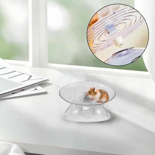 Hamster Wheel, 7 Inch Silent Exercise Running Wheel with Escape Holes, Quiet Spinner Toy for Guinea Pigs, Sugar Gliders, Gerbils (Transparency) - color: Transparency