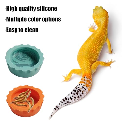 9pcs Crested Gecko Tank Accessories:Food Dish& Feeding Cups - Gecko Feeder &Corner Water Bowl for Reptile Tanks