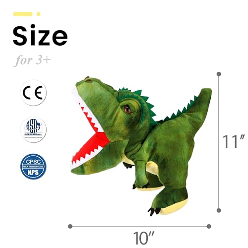 Easfan Dinosaur Hand Puppet with Movable Mouth Plush Toy Gift for Kids 11" | Role play preschool teaching, cute dinosaur stuffed animal, creativity imagination, Easter Christmas birthday holiday gift - style: Dinosaur