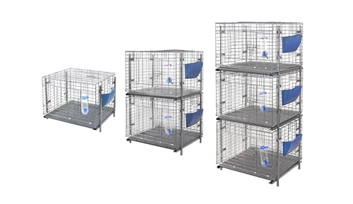 Stackable Rabbit Cage with Feeder and Water Bottle, 24 x 24 x 16 inches, Guinea Pig Ferret Bunny Hutch (3)
