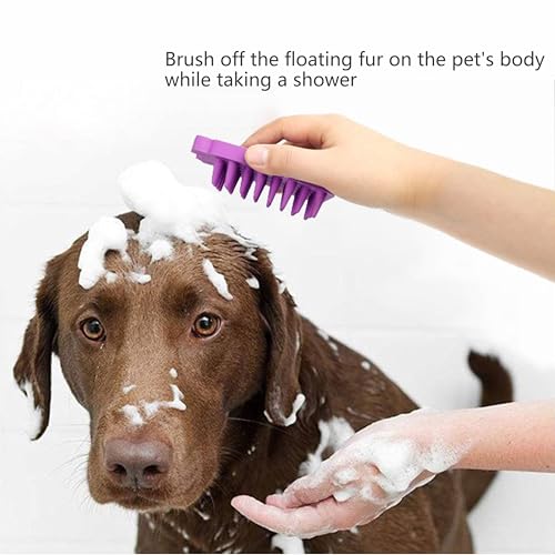 Pet Bath & Massage Brush,Pet Grooming Brush,Soft Rubber Scrubber for Brushing,Massaging,Bathing,Shampooing and Reducing Hairballs (Purple, Style 1) - color: Purple