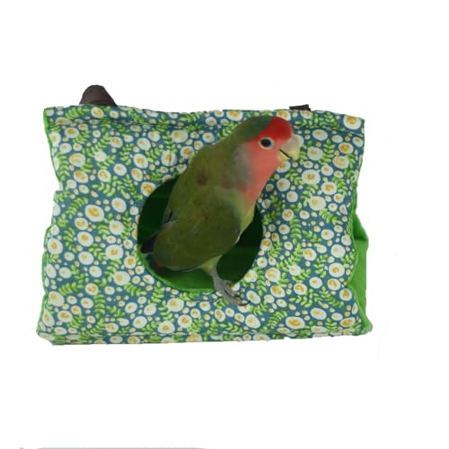 Large Winter Warm Bird Nest House Cockatiel Bed for Cage Hanging Hammock | Fluffy Parrot Bedding Snuggle Hut with Pad,Parakeets House Sleeping Hideaway,Small Medium Parrots Lovebirds Quaker - size: Large