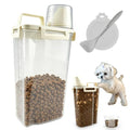 Cat Dog Food Storage Container, 3–5Lbs Portable Pet Food Storage Containers with Cup & Silicone Can Lids for Canned Food Spoon, Small Animal Kibble Dispenser for Bird Seed Cereals Clear/Beige