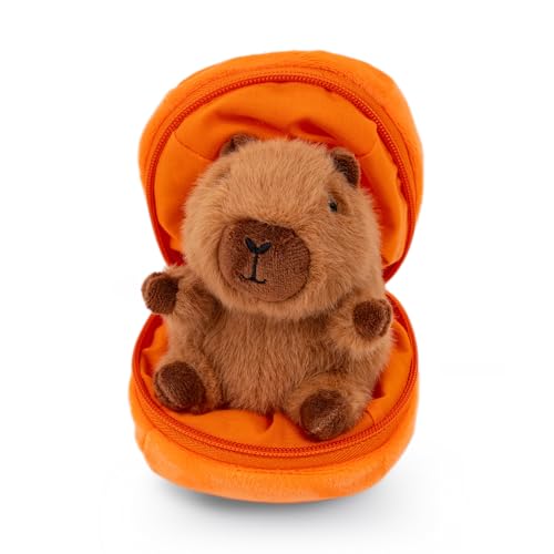 Plushland Halloween Zip-Up Pumpkin Stuffed Animal Plush Toys,Hideaway Spooky Black Cat Bat Ghost Capybara Plush Halloween Toy for Festive Decorations & Fun Surprises 6 Inches (Capybara) - style: Capybara