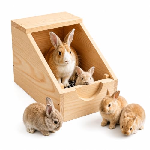 16" Wooden Rabbit Nesting Box with Stainless Steel Mesh Floor, 2cm Thick Natural Pine Bunny Breeding Box, Secure Rabbit Birthing Box & Hideout for Hutch, Easy-Clean Nesting House (1 Pcs) - color: 1 Pcs